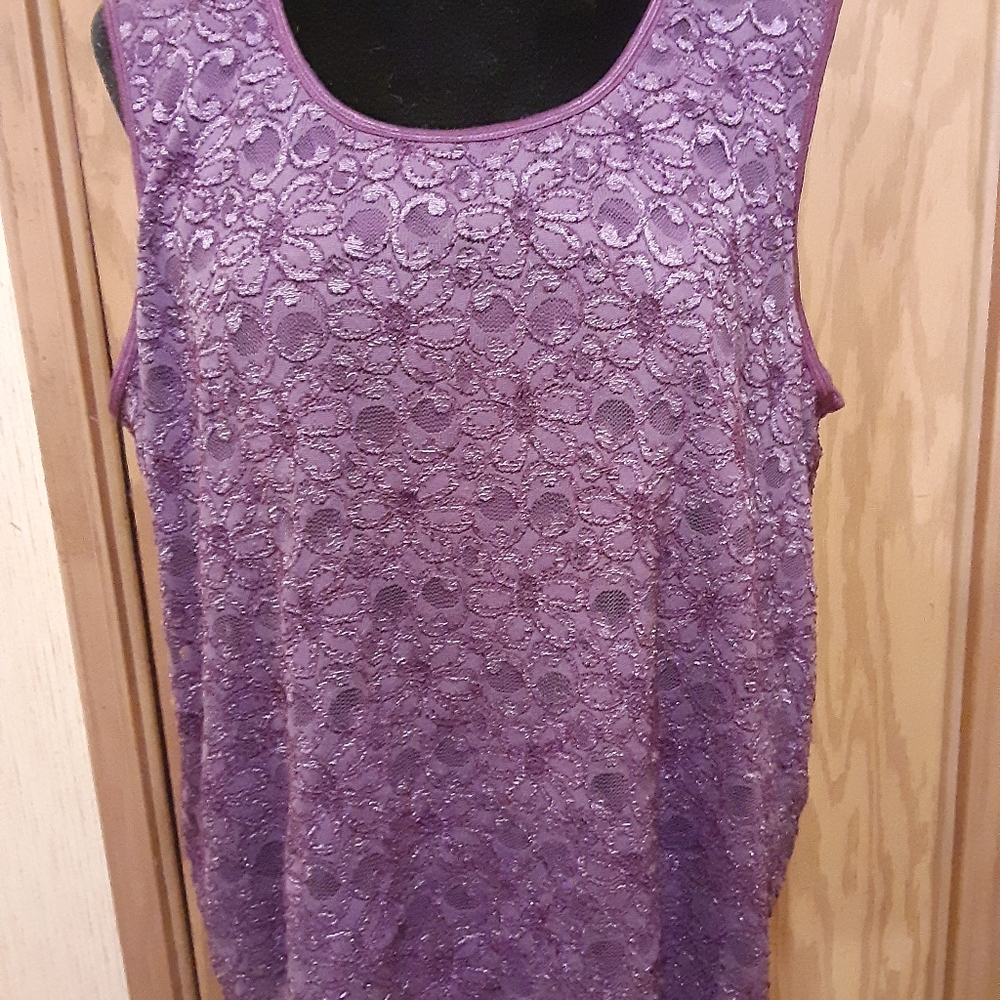New Directions 3X 2 layer lace tank